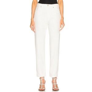 Goldsign Women's Cream Benefit High Rise Relaxed Straight Jeans Size 31